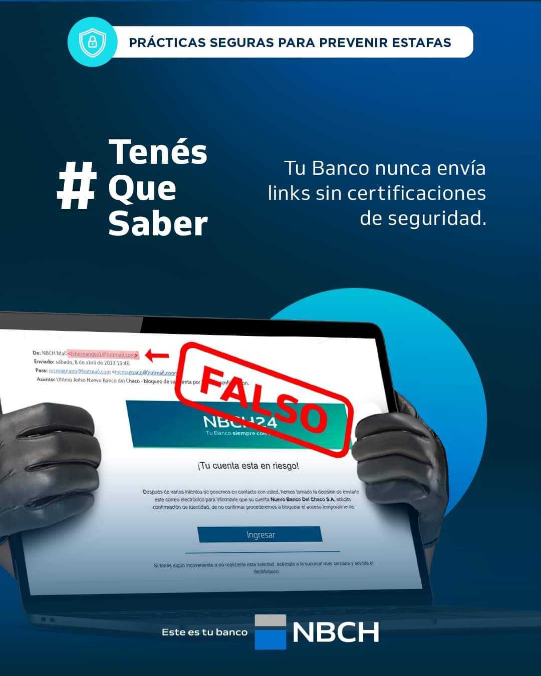 El Nuevo Banco del Chaco alerta sobre estafas bajo la modalidad