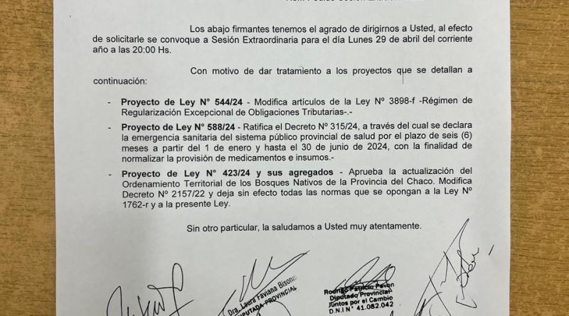 El interbloque de Juntos Por el Cambio pidió sesión extraordinaria para el lunes 29 de abril