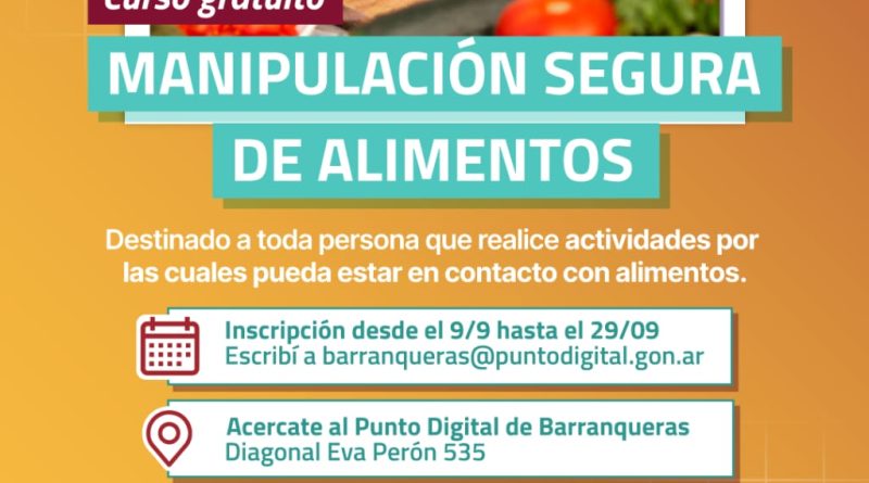 Curso gratuito de manipulación segura de alimentos