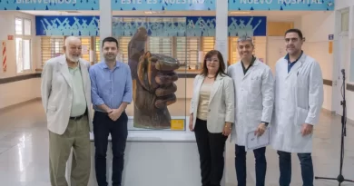 Emplazaron una escultura en homenaje a René Favaloro en el Hospital 4 de Junio