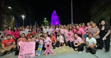 Para concientizar sobre el Cáncer de Mama, la estatua de Villa Monona se tiñó de Rosa