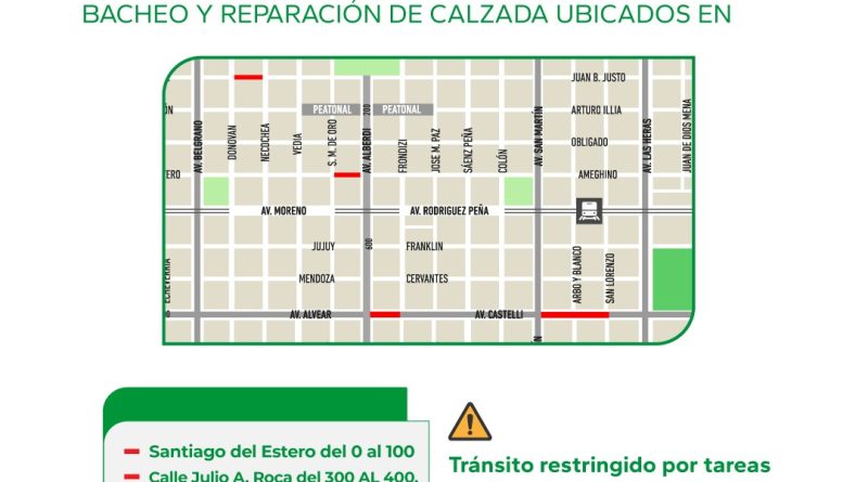 Bacheo 2024: informan donde se trabaja esta semana